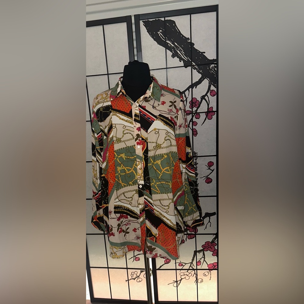 NWOT scarf-print top